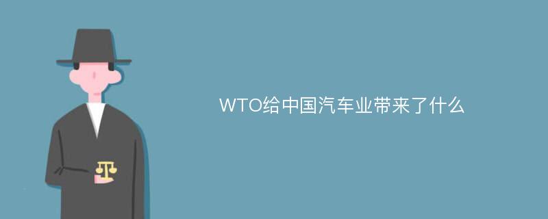 WTO给中国汽车业带来了什么